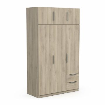 Kasten met draaideuren Ghost - 6 deurs kledingkast met 2 laden 120x203cm bruin Bruin 51x119 cm – stijlvol en praktisch