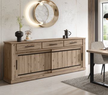 Kurt buffet 221 cm avec 3 portes coulissantes