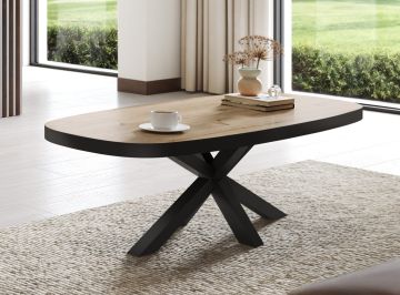 Kurt table basse ovale 130 cm avec piètement central en métal