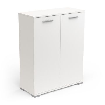 Commode Izzy wit - opbergkast 2 deuren 80x102cm Wit 35x79 cm – stijlvol en praktisch