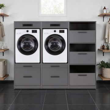 Lifestyle Studio Flow wasruimtecombinatie bundel 1 Antraciet - 201 x 68 x 164 cm