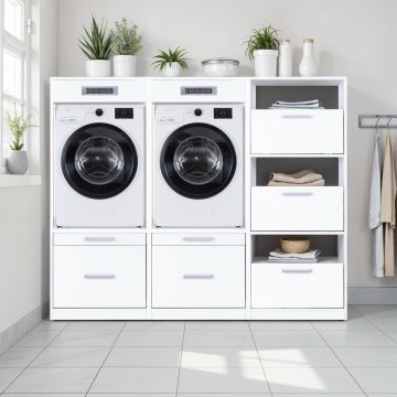Lifestyle Studio Flow wasruimtecombinatie bundel 1 wit - 201 x 68 x 164 cm