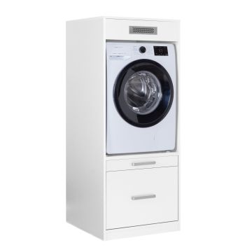 Lifestyle Studio Flow wasmachinekast met uittrekbaar werkblad - Wit - 67 x 68 x 164 cm