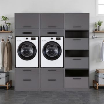 Lifestyle Studio Flow wasruimtecombinatie bundel 2 antraciet - 201 x 68 x 208 cm