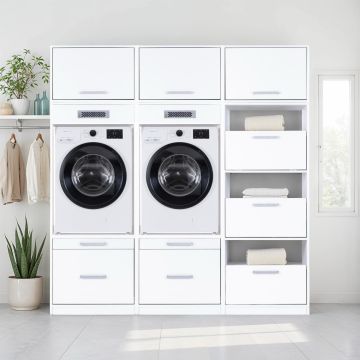 Lifestyle Studio Flow wasruimtecombinatie bundel 2 wit - 201 x 68 x 208 cm