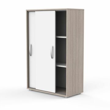 Commode 2 deurs linnenkastje Nano - 68x105cm - eik met witte front bruine eik en wit 32x68 cm – stijlvol en praktisch