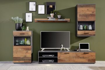 Complete tv-wand tv-wand Mango 4 delig 246cm breed Houtkleur 37x246 cm – stijlvol en praktisch