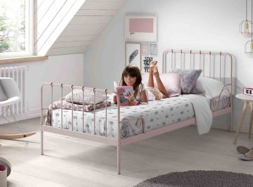 Metalen retro bed Alice 90 x 200 cm vieux roze