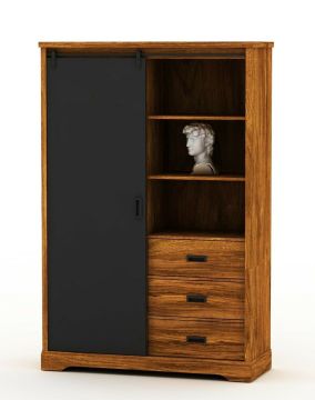 Vitrine Vadena mango Barkast highboard 120cm Bruin zwart 45x120 cm – stijlvol en praktisch