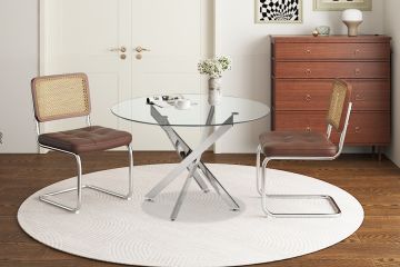 Eettafel Lasi 120 cm Rond Glas, Poten Chroom