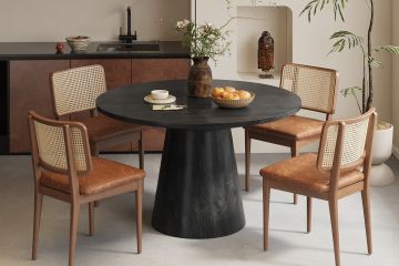 Eettafel Tommy 130 cm Rond Mangohout Zwart