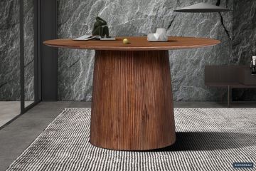 Eettafel Miguel 130 cm Rond Mangohout Lichtbruin