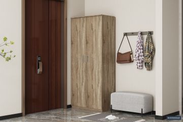 Meuble à chaussures Mike 80 × 183 cm - 2 portes - Chêne Sonoma
