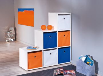 Boekenkast Trap roomdivider CADORE 6 vaks Wit 33x105 cm – stijlvol en praktisch