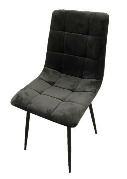 Chaise de salle à manger Eureka S140 – 45 × 55 × 90 cm – velours noir – pieds métal