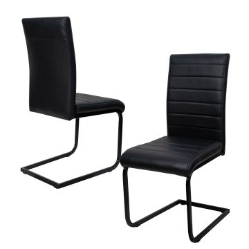 Chaise de salle à manger S210 – 41 × 57 × 95 cm – simili cuir noir – piètement traîneau