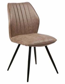 Chaise de salle à manger S240 – 46 × 60 × 91 cm – simili cuir PU brun – pieds métal