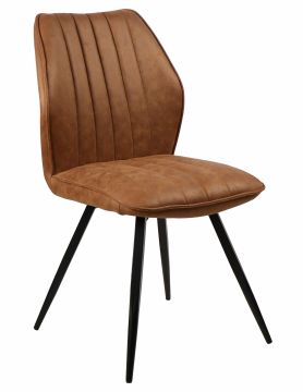 Chaise de salle à manger S240 – 46 × 60 × 91 cm – simili cuir PU whisky – pieds métal