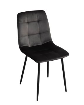 Eetkamerstoel S270 grijs velvet – zwart metaal