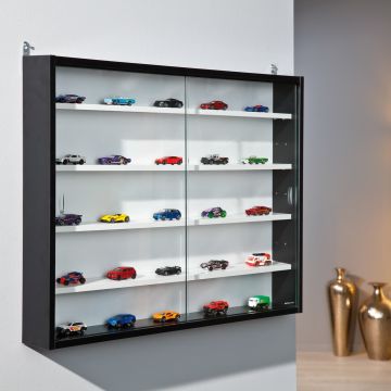 Accessoires & opbergdozen Showwandkastje met glazen schuifdeuren COLLECTY kleur zwart Zwart 9x80 cm – stijlvol en praktisch