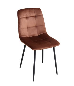 Eetkamerstoel S270 koper velvet – zwart metaal