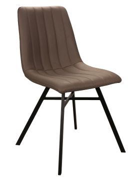 Chaise de salle à manger Nestor S190 – 46 × 58 × 86 cm – simili cuir PU cappuccino – pieds métal