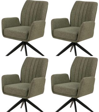 Eetkamerstoel Set van 4 Eetkamerstoelen S280 – Fijn Geweven Katoen in Groen Beige 61x59 cm – stijlvol en praktisch