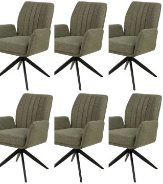 Eetkamerstoel Set van 6 Eetkamerstoelen S280 – Fijn Geweven Katoen in Groen Groen 61x59 cm – stijlvol en praktisch