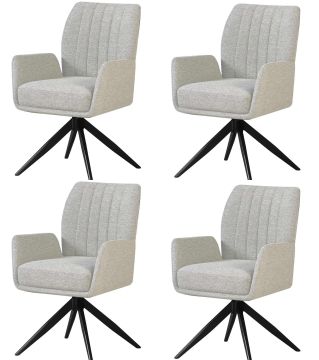 Eetkamerstoel Set van 4 Eetkamerstoelen S280 – Fijn Geweven Katoen in ivoorkleur Groen 61x59 cm – stijlvol en praktisch