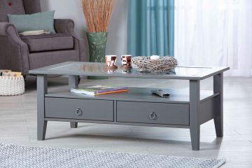 Salontafel Salontafel PROVENCE 7 grijs getint in massief dennenhout Wit 115x115 cm – stijlvol en praktisch