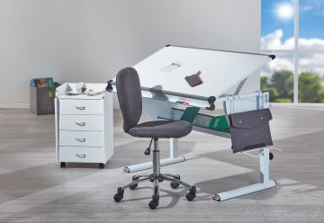 Bureau Bureau Tekentafel-kinderbureau Matts 3 in 1 wit Wit 72x118 cm – stijlvol en praktisch