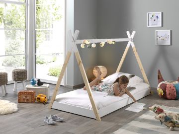 Auto- & themabed Kinderbed 90x200cm Tipi laag Wit 206x107 cm – stijlvol en praktisch