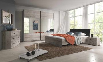 Complete volwassen kamer Slaapkamer Tiffany 4 delig met schuifdeurkast Houtkleur – stijlvol en praktisch