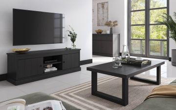Tv-meubel Balencia zwart - tv meubel 155cm Zwart 43x154 cm – stijlvol en praktisch