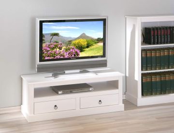 Tv-meubel Romantische Tv-meubel Provence 3 met een landelijke uitstraling Wit 39x118 cm – stijlvol en praktisch