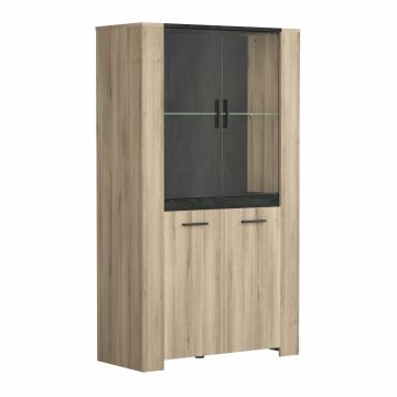 Vitrine Vitrinekast sheffield 100x175cm - kronberg eik en zwart gemarmerd Bruin zwart 43x99 cm – stijlvol en praktisch
