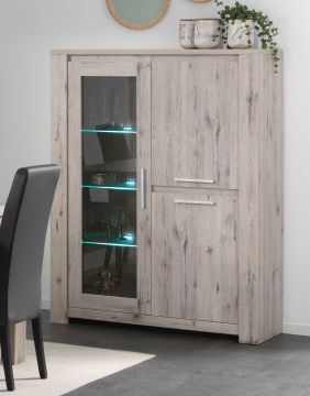 Vitrine Warschau vitrine met 2 deuren inclusief led verlichting Houtkleur 43x121 cm – stijlvol en praktisch