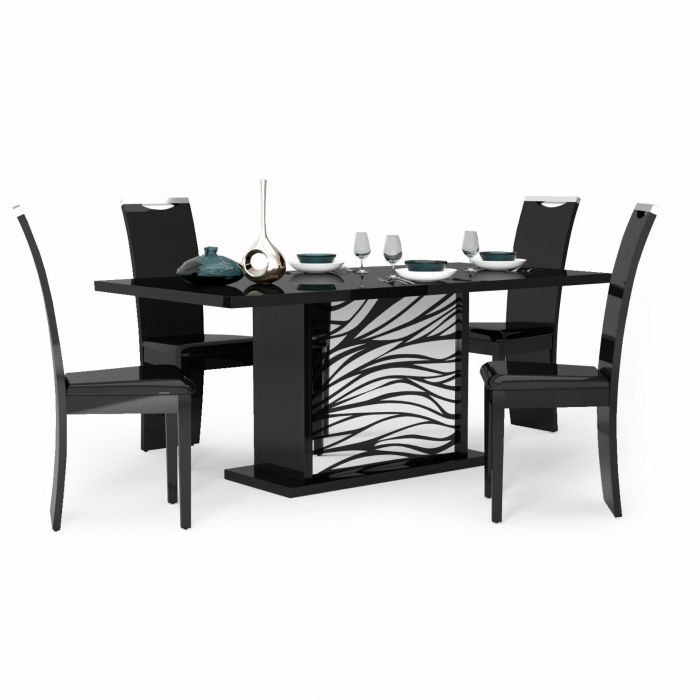 Table salle à manger | SCI_19SD2730 | Glossy noir - Table allongeable 180/225cm en laque brillante 