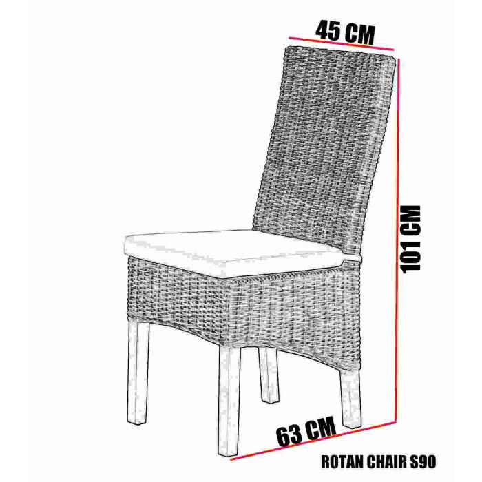 Ensemble table & chaises - Chaise salle à manger | O01_S90-VW_TC_WHITE | Chaise de séjour en rotin EVA - Elyna  avec galette 