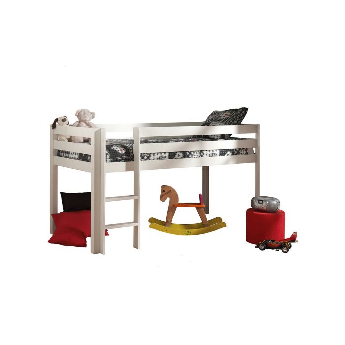 Lit-mi-hauteur vanessa en pin massif blanc Lit surélevé - Chambre Enfant - Chambre à coucher | VI-PIHSZG14 | Lit-mi-hauteur vanessa en pin massif blanc