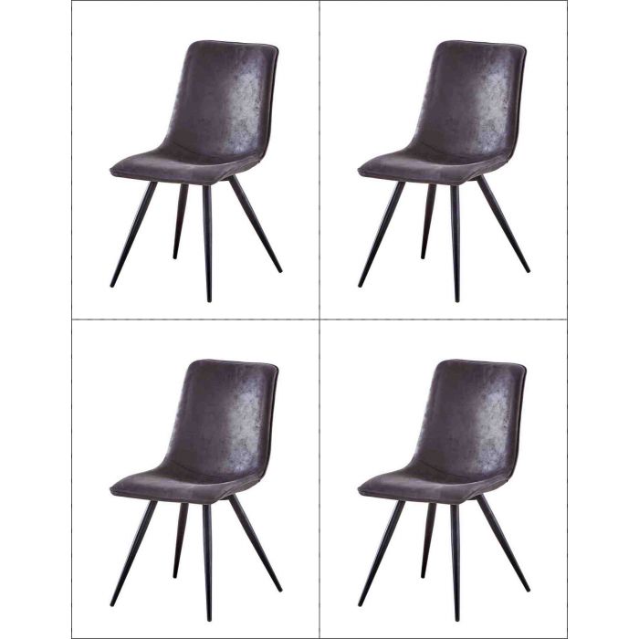 Chaise salle à manger - Ensemble table & chaises | O01-4_x_stoel_S80 | Lot de 4 chaises S80 en eco-cuir brun 