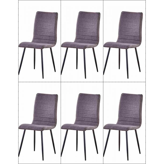Lot de 6 chaises freddie oxford en tissu gris Chaise salle à manger - Ensemble table & chaises | O01-6_x_stoel_S70 | Lot de 6 chaises freddie oxford en tissu gris