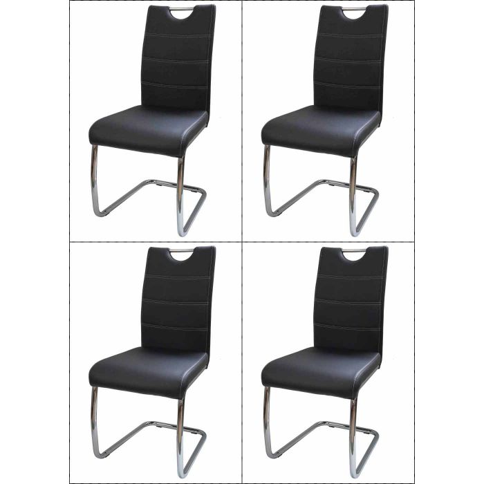 Ensemble table & chaises - Chaise salle à manger | O01_4_x_stoel_s20-zw | Lot de 4 chaises Elite en éco-cuir noir 