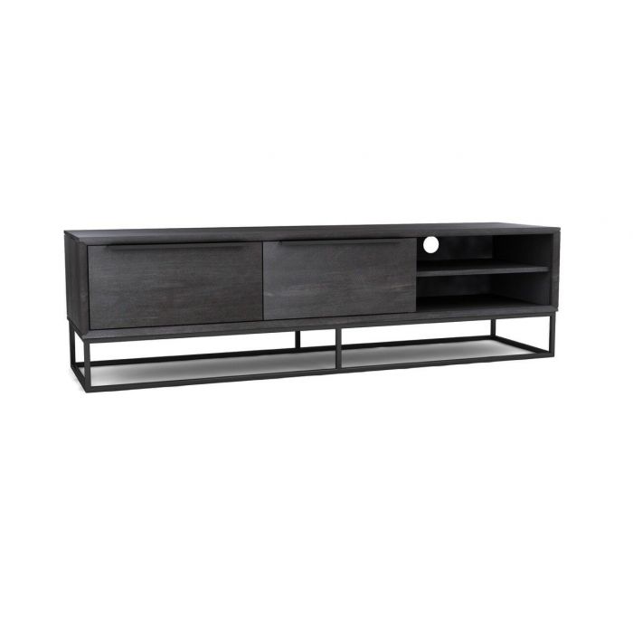 Tv meubel | I02-TOUTV-150/BL | Toulon tv meubel 150 cm zwart gelakt mangohout op metalen kader 