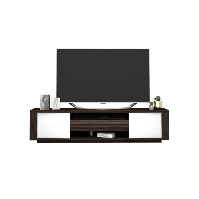 FURNIX Meuble mural en 4 parties SOPHIO 4 blanc/noir brillant