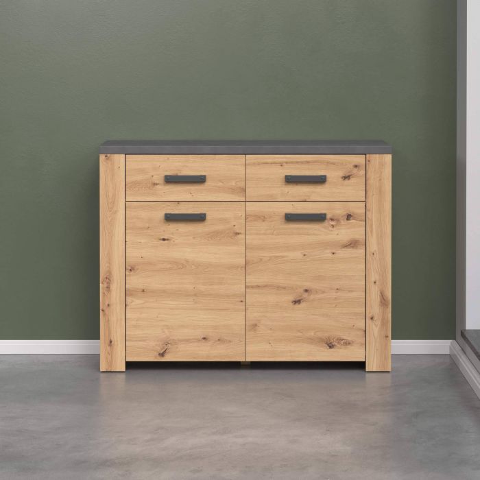 CARO-Möbel Schoenenkast DEUSTO schoenenrek schoenencommode met 1 lade en 3 deuren in eiken