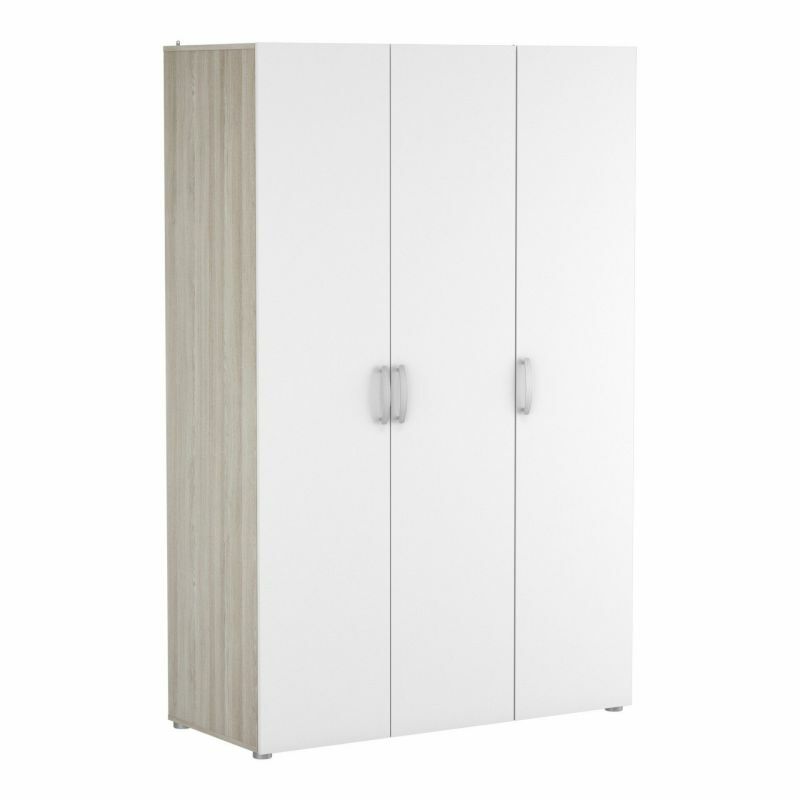 Armoire 3 portes Nano 2/3 penderie et 1/3 lingère 120x185cm chêne et